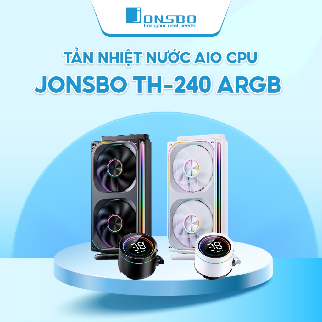 Tản Nhiệt Nước AIO CPU Jonsbo TH-240 / TH-360 ARGB Màn Hình LED, Hỗ Trợ Sync Main & Hub