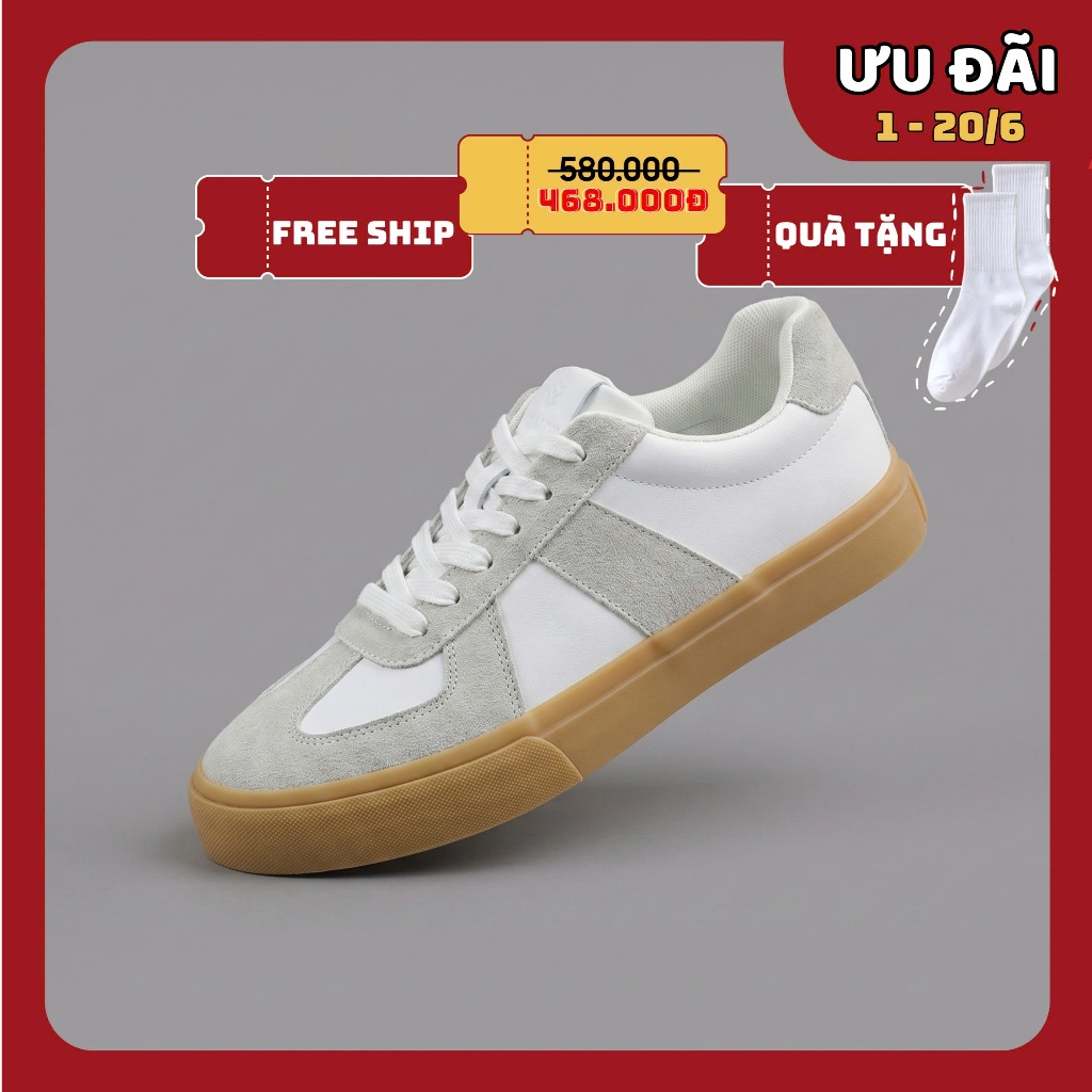 Giày thể thao GAT SHOES-Giày sneaker da lộn phối da Microfiber ( Bảo Hành 18 Tháng )