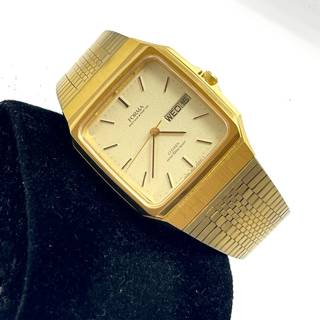 Siêu phầm tank nam CITIZEN FORMA Vintage bọc vàng độ mới hoàn hảo - Nhật Bản, Chính hãng [2HAND]