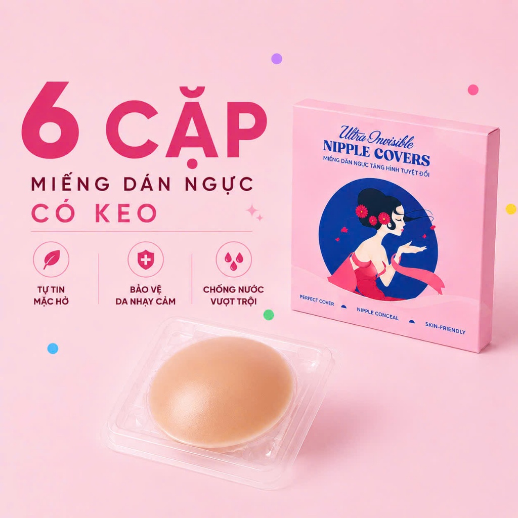 (Có keo) Miếng Dán Ngực Linara Ultra Invisible Nipple Covers - Tàng Hình Tuyệt Đối, Chất Liệu Silico