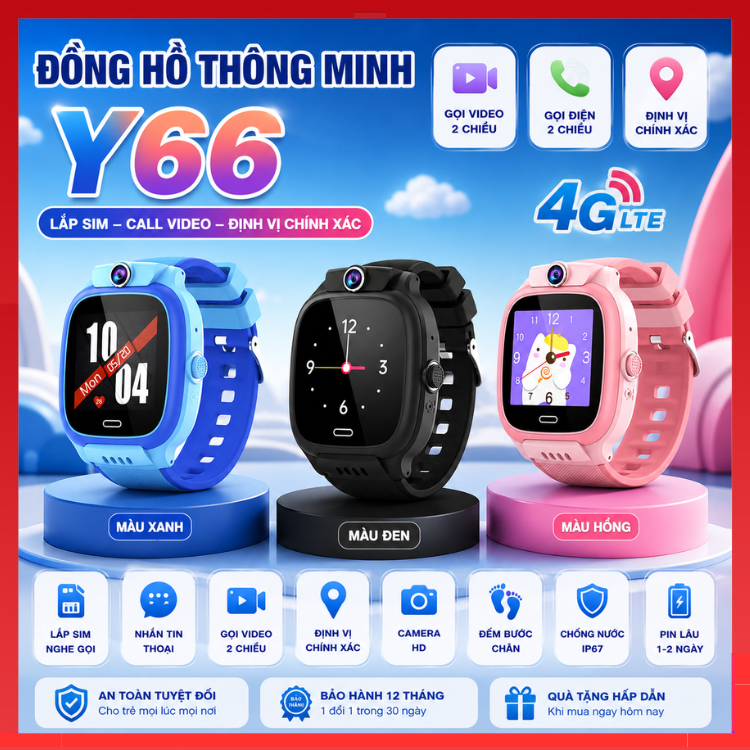 Đồng Hồ Định Vị Thông Minh Gọi Video 2 Chiều Y66 / Y36 / P60 , Đồng Hồ Cho Bé Chống Nước , Tính Năng