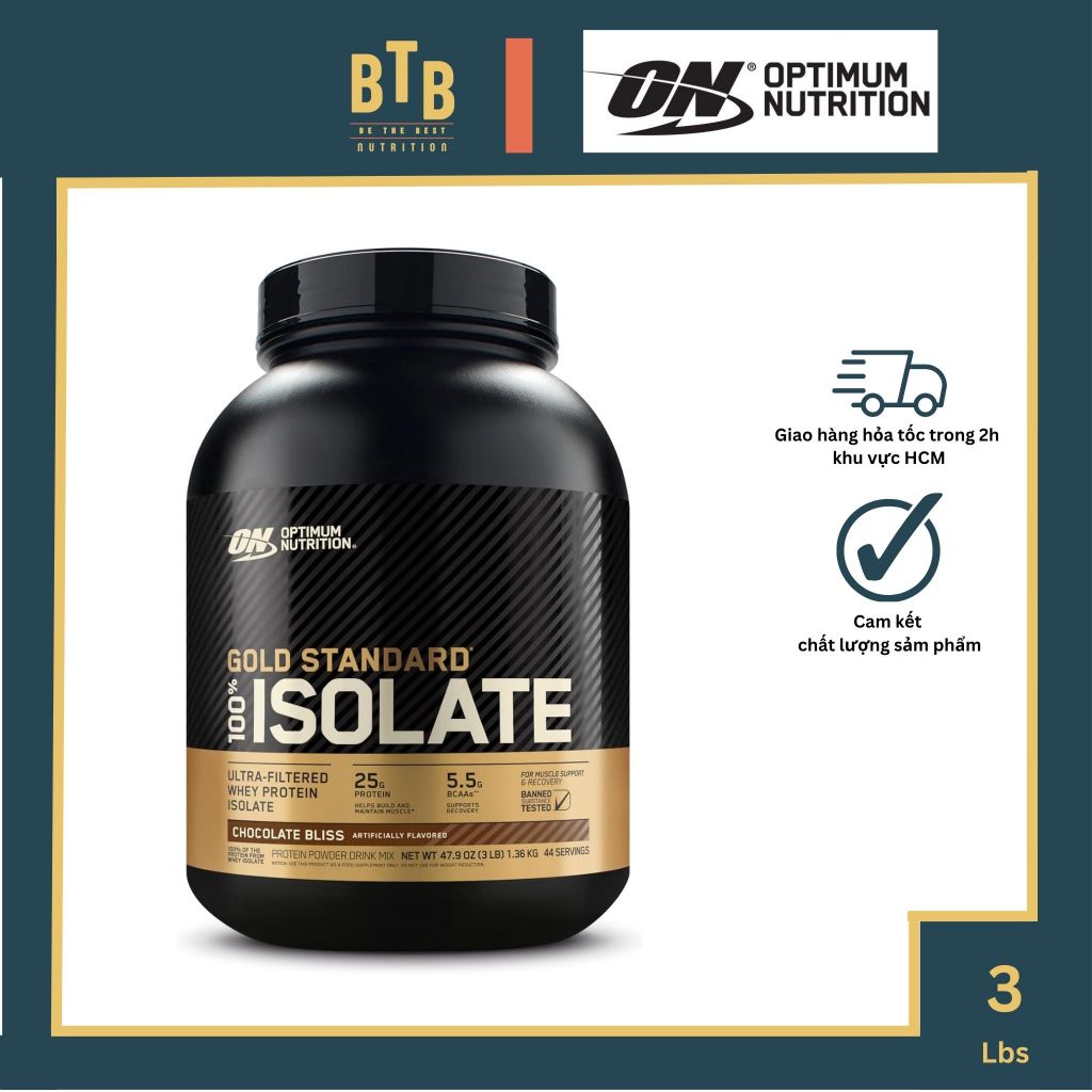 Bột đạm Optimum Nutrition Gold Standard 100% Isolate - 3lbs từ Mỹ
