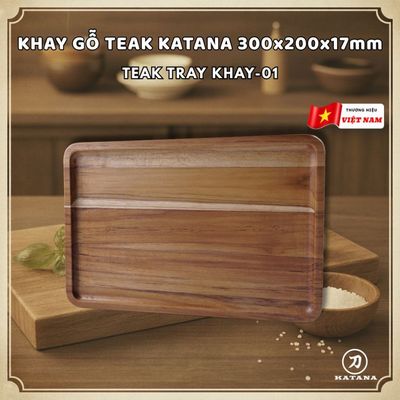 Khay gỗ teak cao cấp KATANA đựng đồ size nhỏ (17x200x300mm)