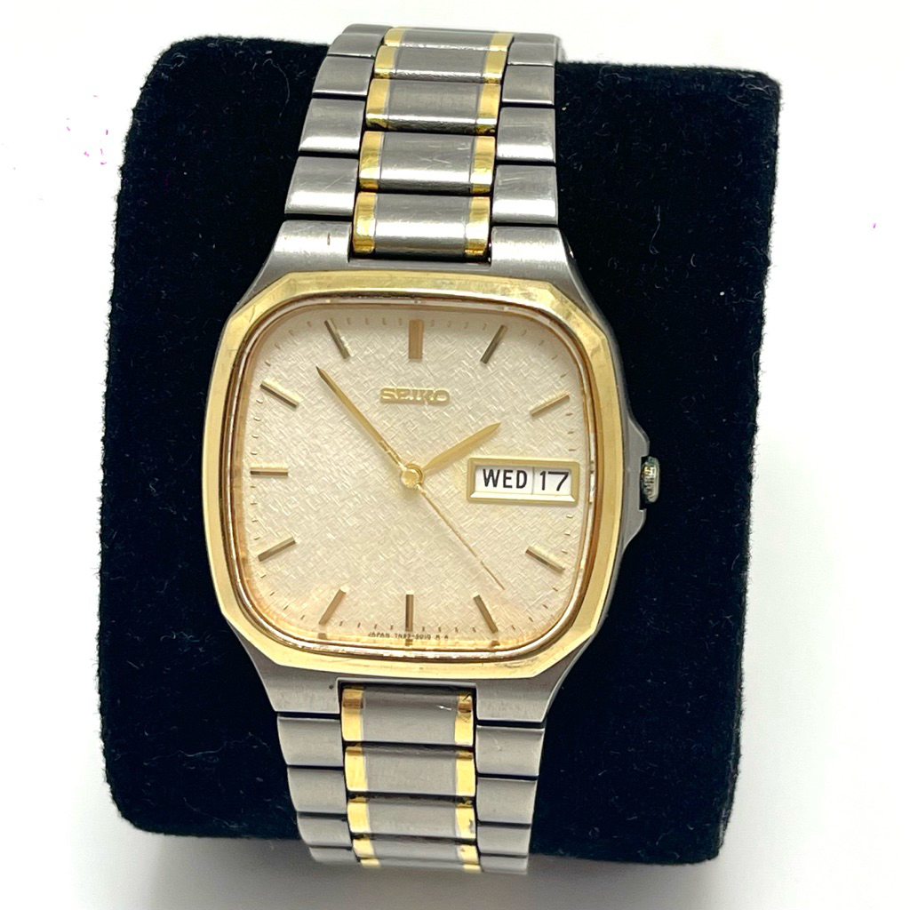 Đồng hồ tank nam SEIKO Vintage, bản titanium bọc vàng đờ mi siêu đẹp - Nhật Bản, Chính hãng [2HAND]