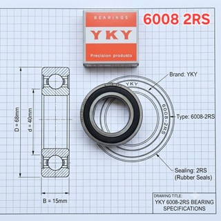 Bạc đạn 6008 2RS YKY (cốt 40x68x15mm)