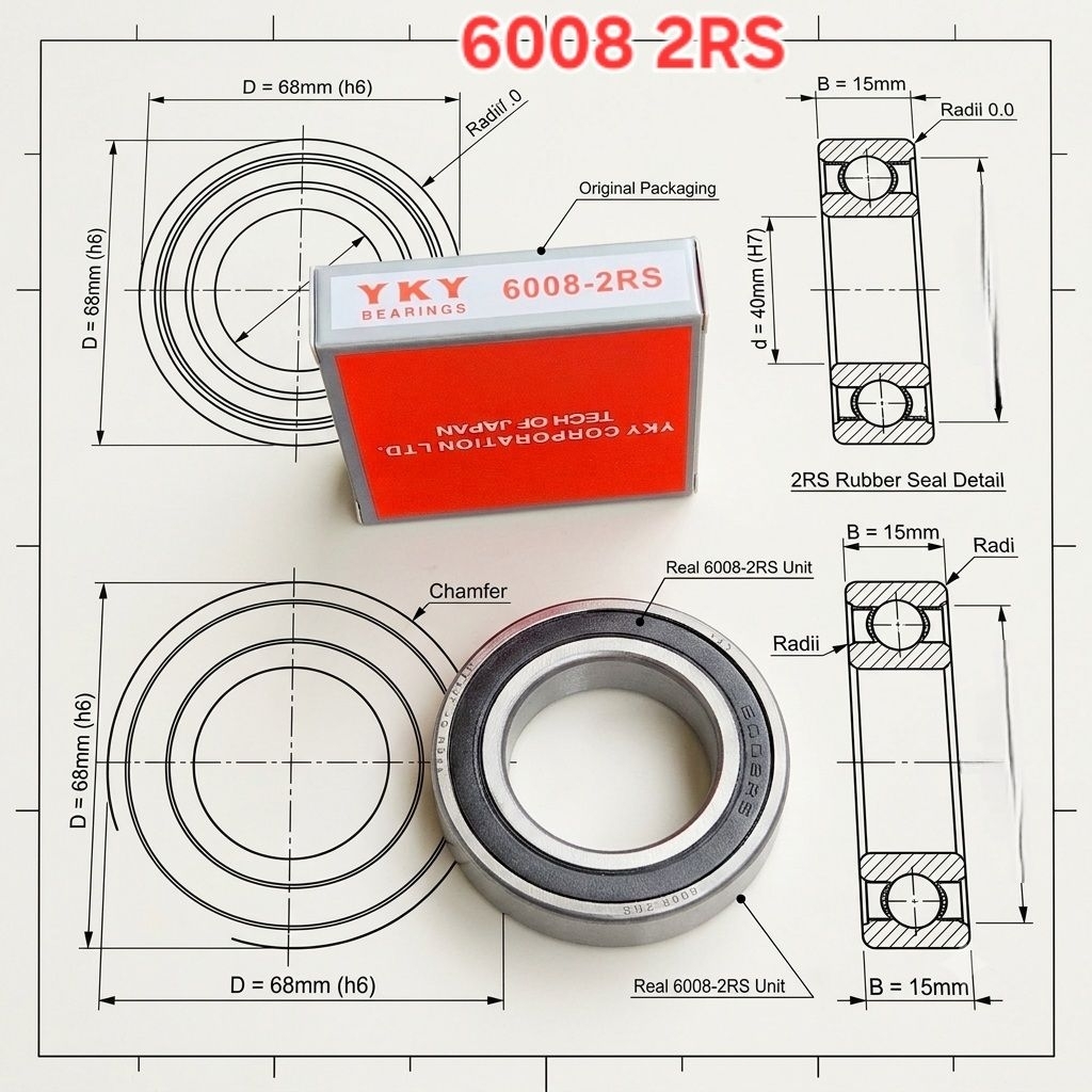 Bạc đạn 6008 2RS YKY (cốt 40x68x15mm)