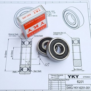 Hộp 10 cái vòng bi 6201 2RS YKY ( cốt 12x32x10mm)