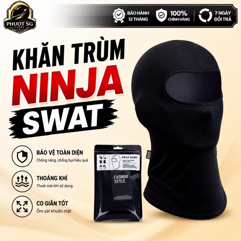 Khăn Trùm Ninja SWAT Chống Nắng Chống Bụi Co Giãn 4 Chiều Freesize Đi Phượt