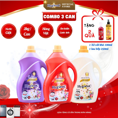 [Combo Gia Đình] 3 Can nước giặt HygienC - Khối lượng 2Kg