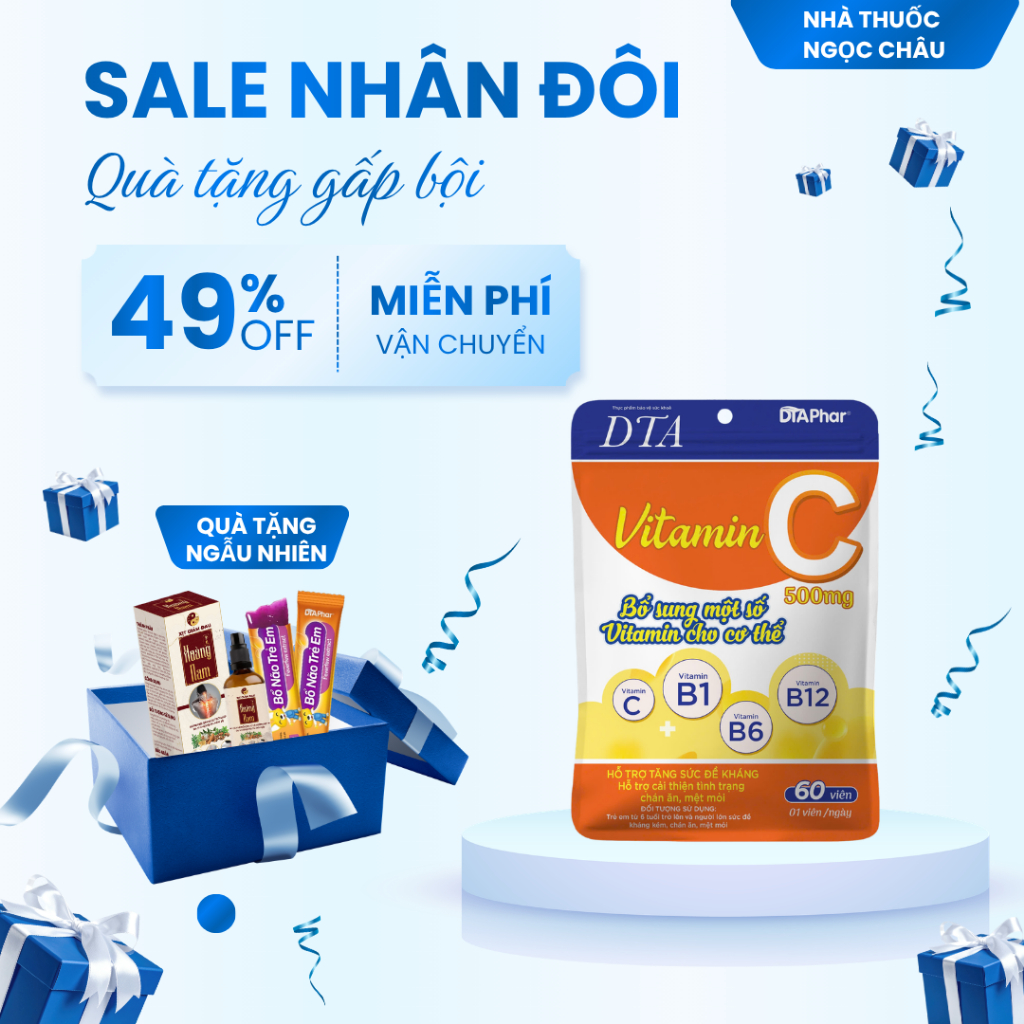 Viên uống Bổ Sung Vitamin C Hỗ trợ tăng sức đề kháng Bổ sung một số vitamin (C,B1, B6, B12) cho cơ t