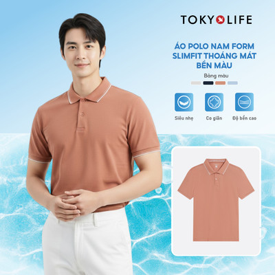 Áo Polo Nam TOKYOLIFE form slimfit thoáng mát bền màu 40004725 TDH