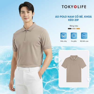 Áo Polo Nam khóa zip TOKYOLIFE slimfit co giãn, chất liệu cao cấp 40004728 TDH