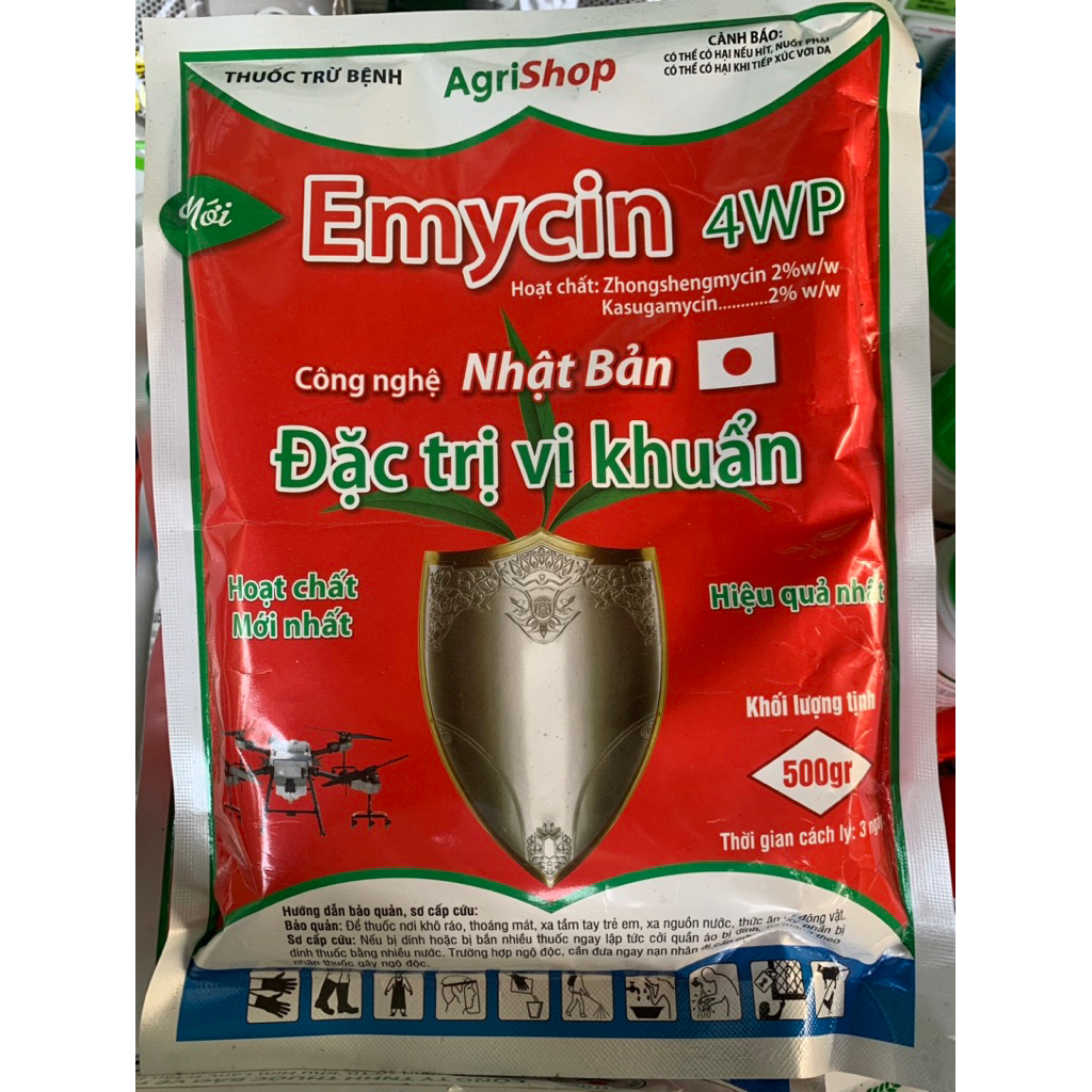 Combo 5 gói Emycin 4WP 500Gr: Chuyên trừ vi khuẩn cây trồng