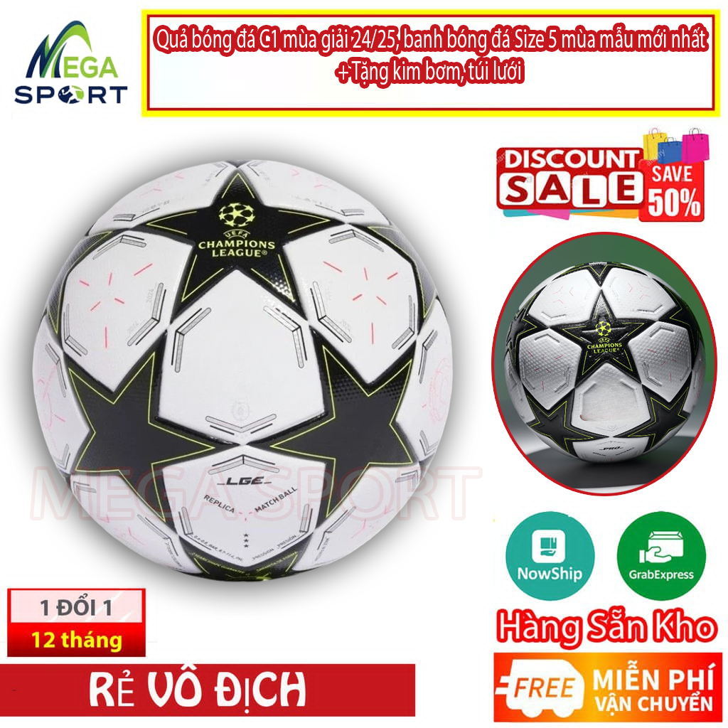 Quả bóng đá C1 mùa giải 24/25, banh bóng đá Size 5 mùa mẫu mới nhất