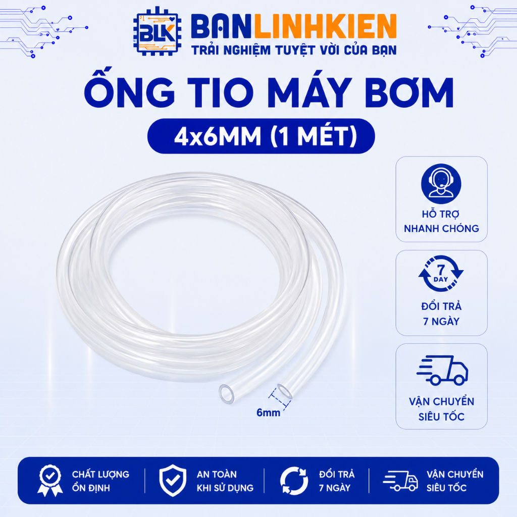 Ống Tio Máy Bơm 4x6MM (1 Mét)   BANLINHKIEN