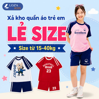 [XẢ KHO] Bộ quần áo bé trai, bé gái lẻ size size từ 15-40kg chất liệu cotton mềm mát - Đồ bộ trẻ em LOZA KIDS XABF01