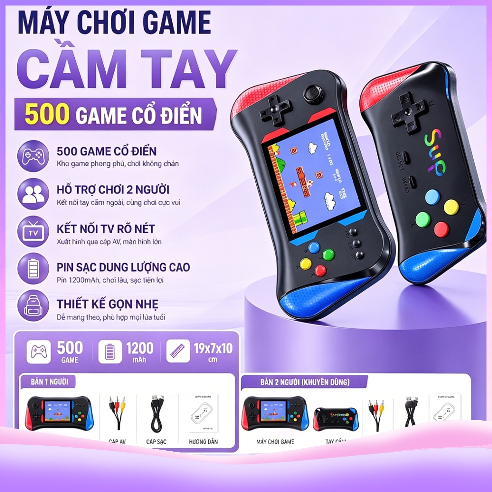 Coco home life 500 Trong 1 Máy chơi game cầm tay X7M - Với 500 Game siêu hot - Màn hình nét tinh xảo