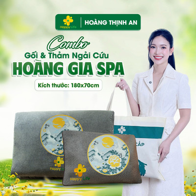 [Thảm To] Combo Gối Và Thảm Ngải Cứu Hoàng Thịnh An Hoàng Gia Spa Chính Hãng Happy Life
