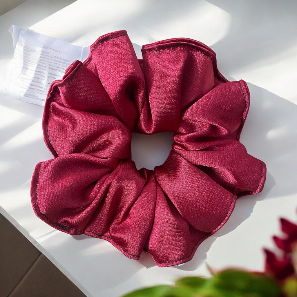 Scrunchies đỏ ruby bồng bềnh