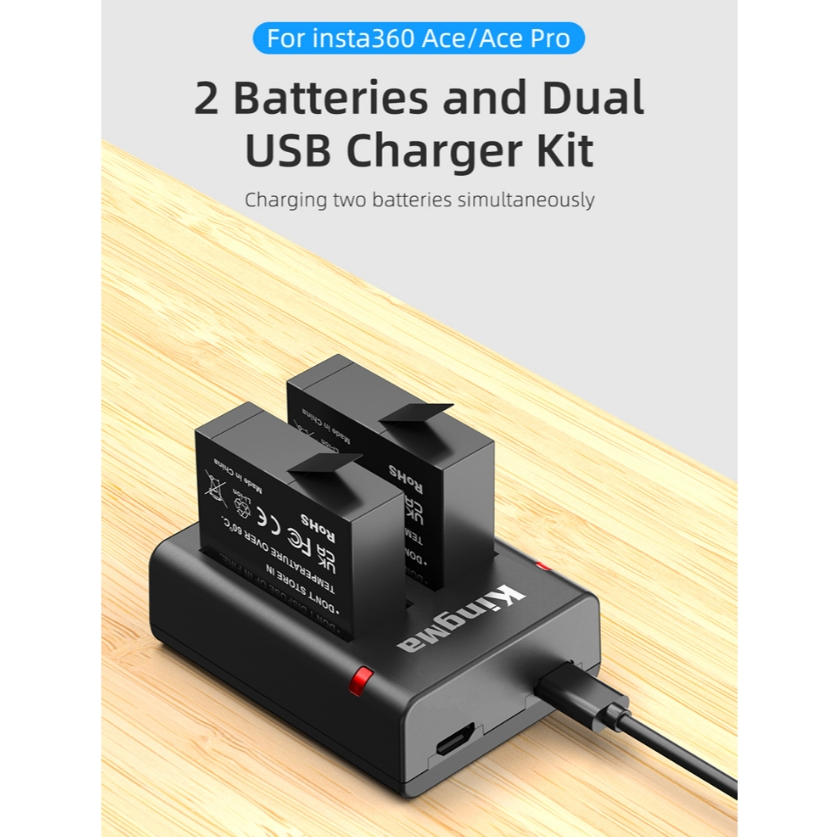 KingMa Insta360 ONE ACE 1 2 và ACE Pro 1 2 | Pin và Dock sạc máy quay Insta360 Camera Battery For In