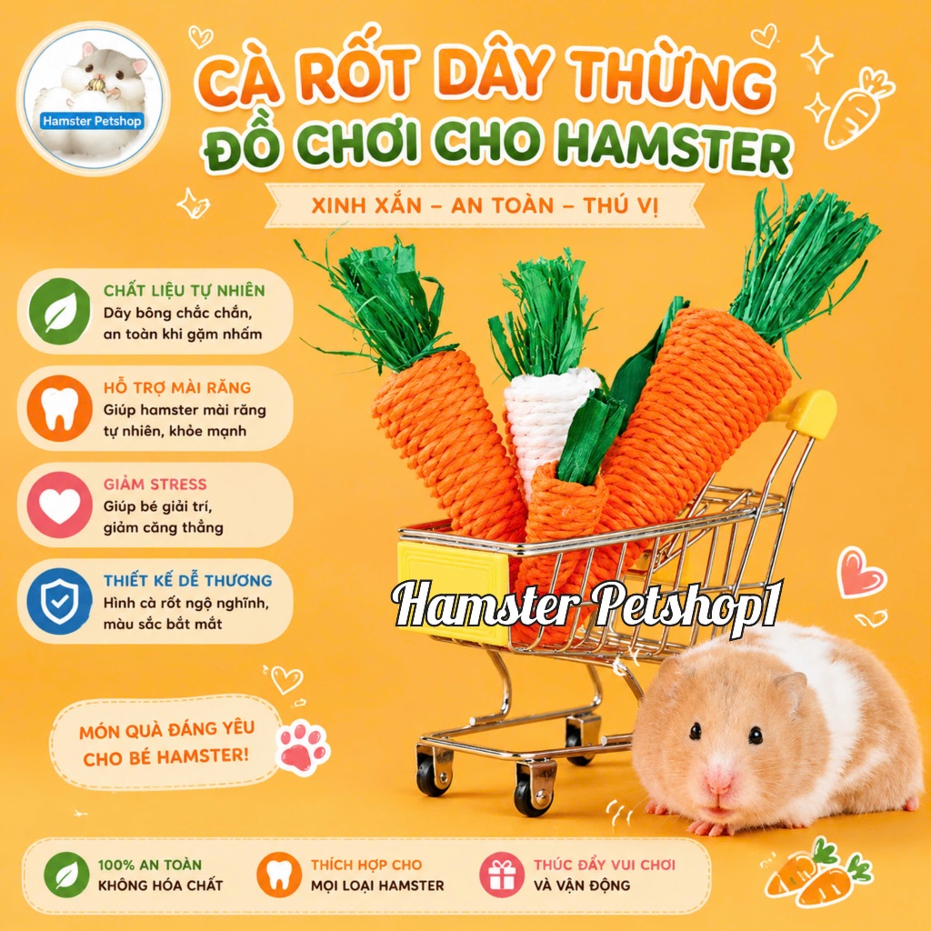 Cà rốt mài răng và trang trí chuồng cho Hamster