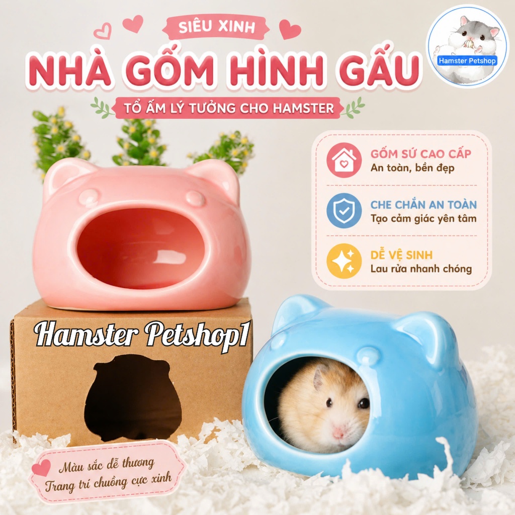 Nhà ngủ sứ gấu cho Hamster