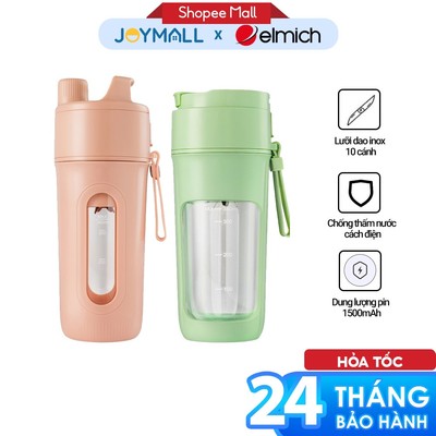 Máy Xay Sinh Tố Cầm Tay Không Dây Elmich BLE-3889/3890 340ml, Hàng Chính Hãng, Dùng Pin Sạc -JoyMall