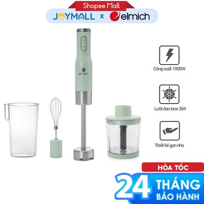 Máy Xay Cầm Tay Đa Năng 1L Elmich BLE-8666, Hàng Chính Hãng,1000W, Xay Nhuyễn Nhanh - JoyMall