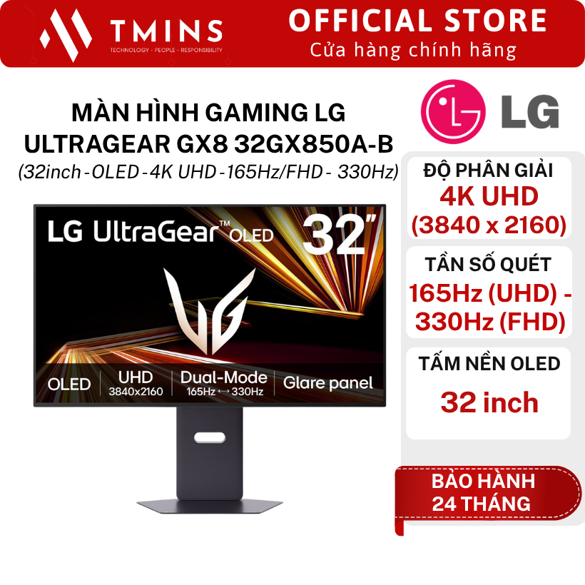 Màn hình gaming LG UltraGear GX8 32GX850A-B (32inch - OLED - 4K UHD - 165Hz/FHD 330Hz) - Chính Hãng