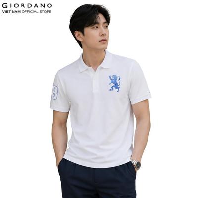 GIORDANO Áo Thun Nam Ngắn Tay Có Cổ Logo Sư Tử 3D Lion Polo 01016222