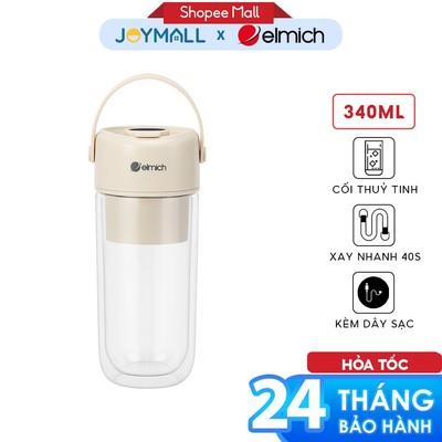 Máy Xay Sinh Tố Cầm Tay Elmich BLE9187 340ml 70W,Hàng Chính Hãng,Cối Thủy Tinh 2 Lớp Cao Cấp-JoyMall