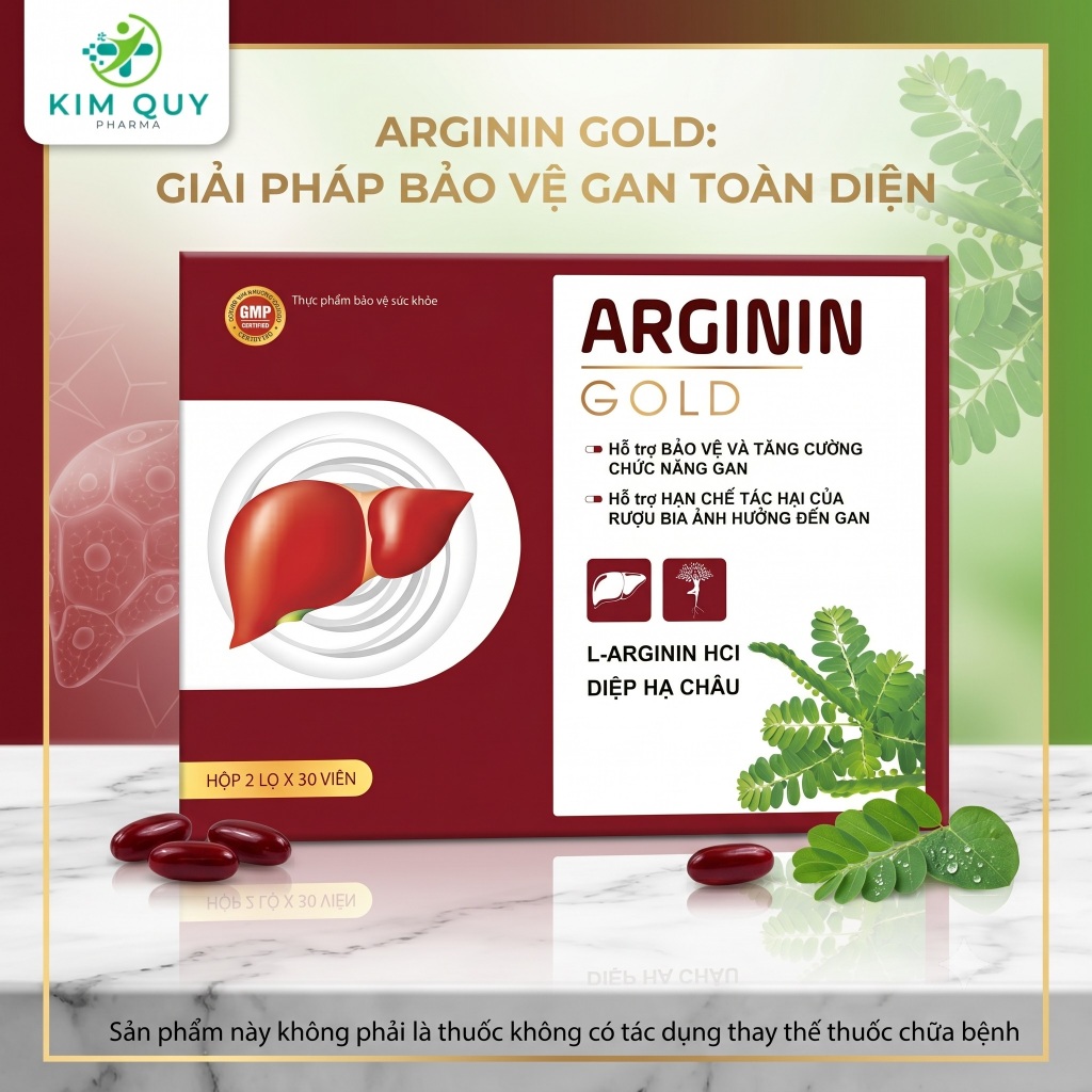 Viên Uống Bổ Gan ARGININ GOLD - Hỗ Trợ Giải Độc, Tăng Cường Chức Năng Gan (Hộp 2 Lọ x 30 Viên)
