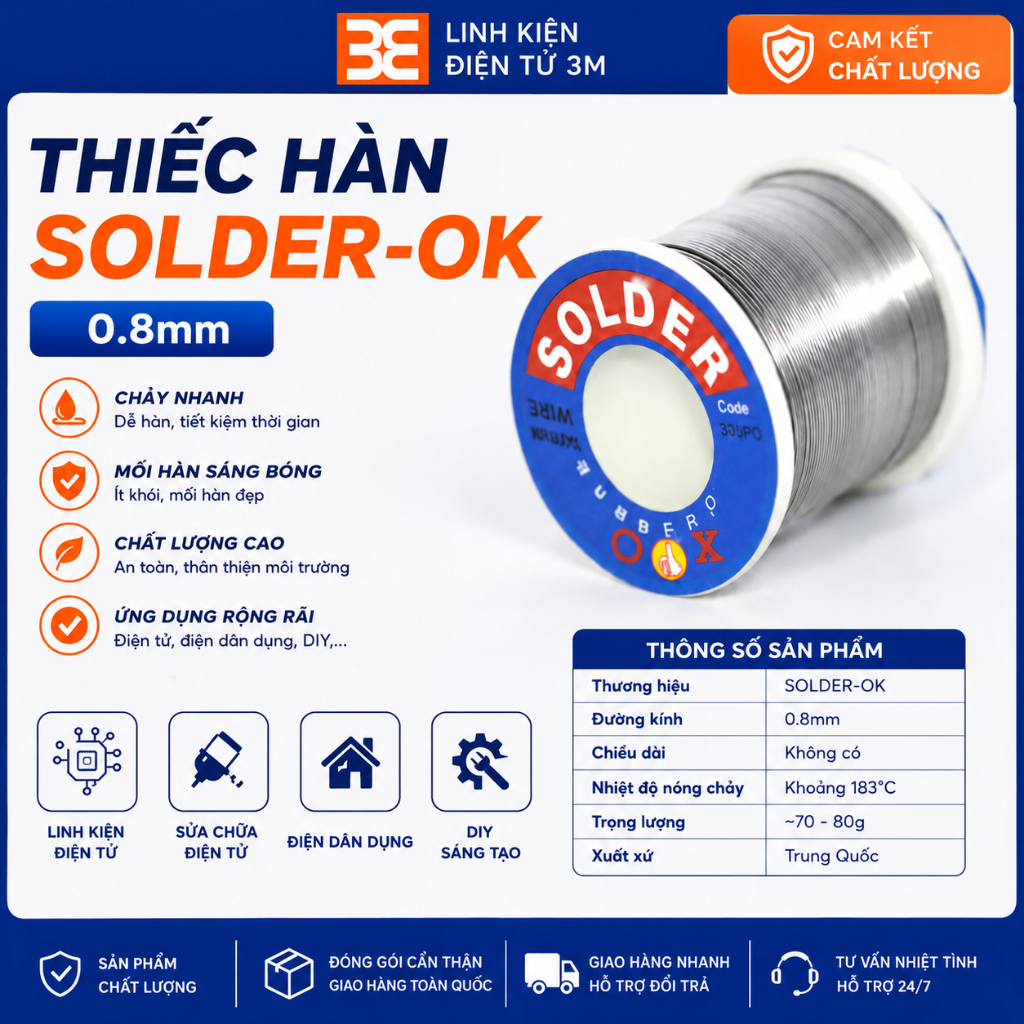 Thiếc Hàn SOLDER-Ok 0.8mm