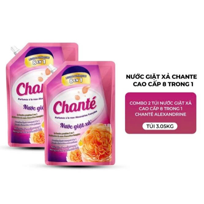 Combo 2 Túi Nước Giặt Xả Chanté Cao Cấp 8 Trong 1