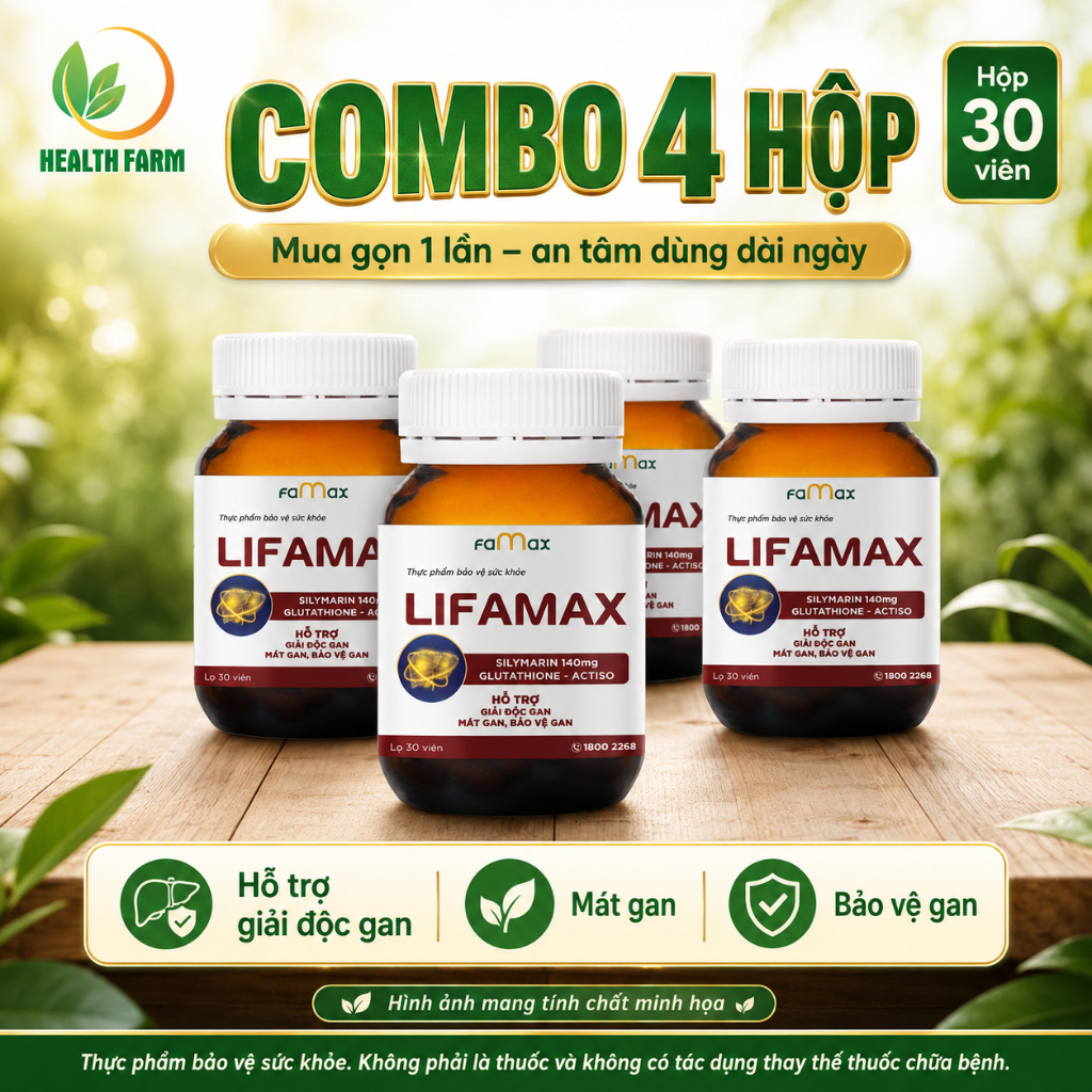 (COMBO 4 HỘP) Giải độc gan LIFAMAX - Hỗ trợ thải độc gan, mát gan, phục hồi chức năng gan