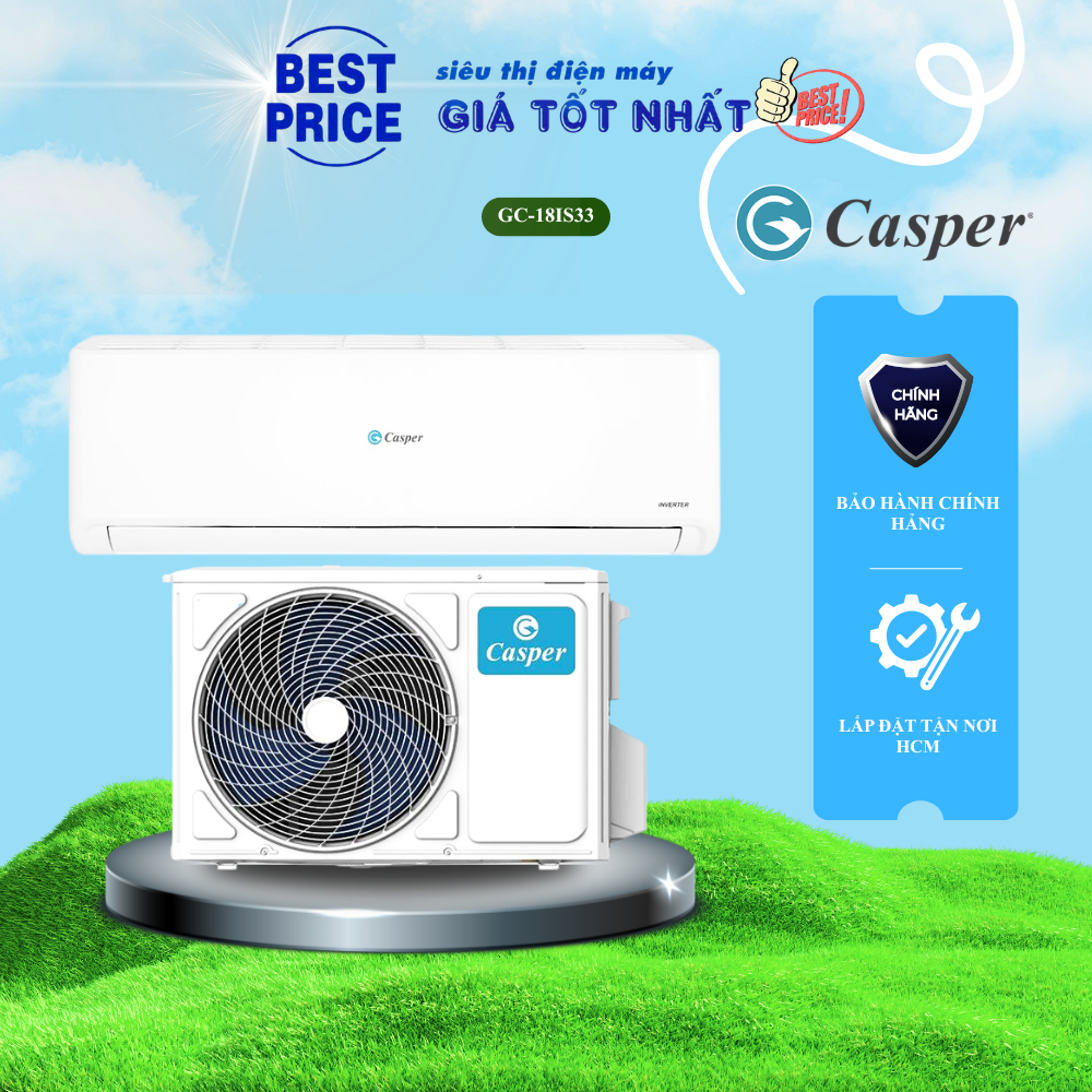 GC-18IS33 Máy lạnh Casper Inverter 2HP Turbo 30s, iClean tự làm sạch, cảm biến nhiệt độ GC-18IS33