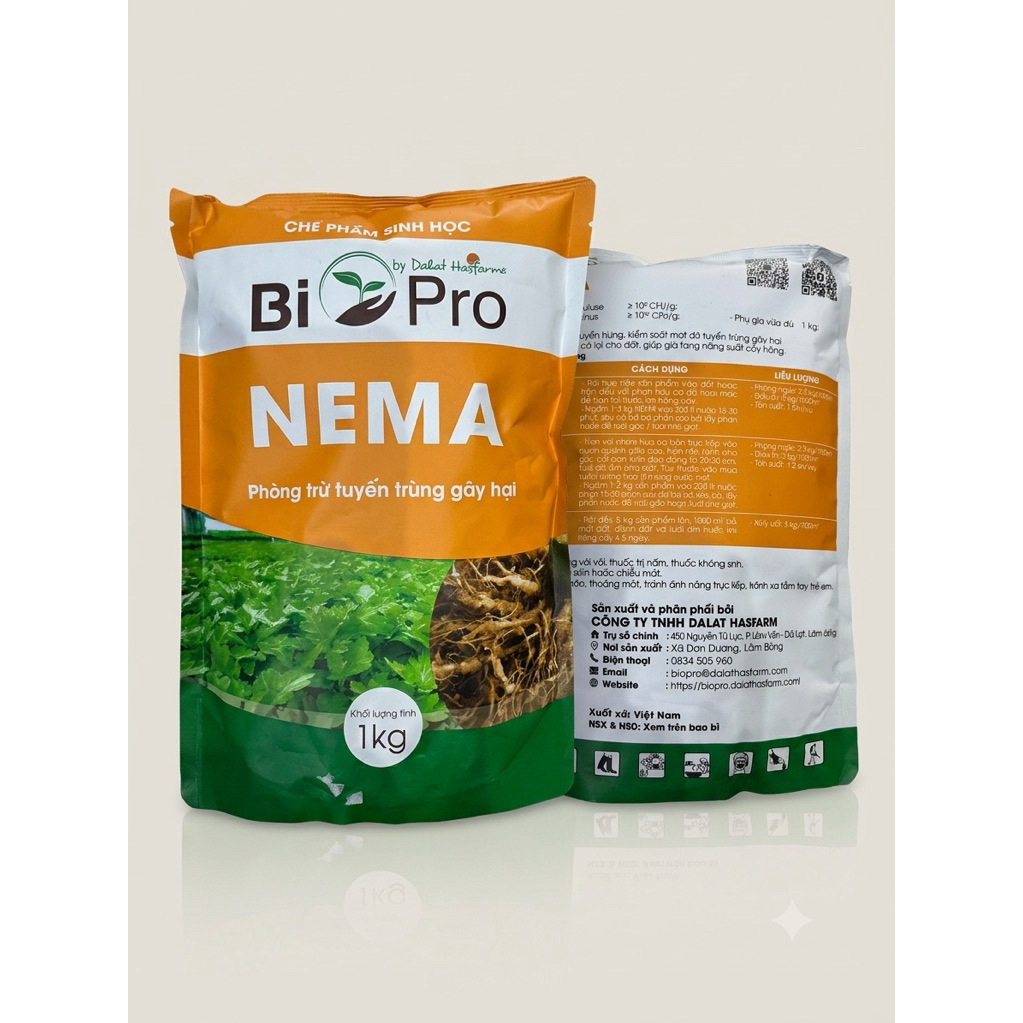 Chế phẩm sinh học Nema Bi Pro by Dalat Hasfarm phòng trừ tuyến trùng gây hại 1kg