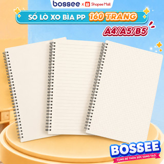 Sổ lò xo PP Bossee 160 Trang B5/A5/A4, Giấy Không Kẻ/Kẻ Vuông/Kẻ Ngang