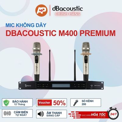 Mic không dây DBacoustic M400 PREMIUM - 200 kênh - Cảm biến tự ngắt - Phạm vi 40m - Hàng Chính Hãng