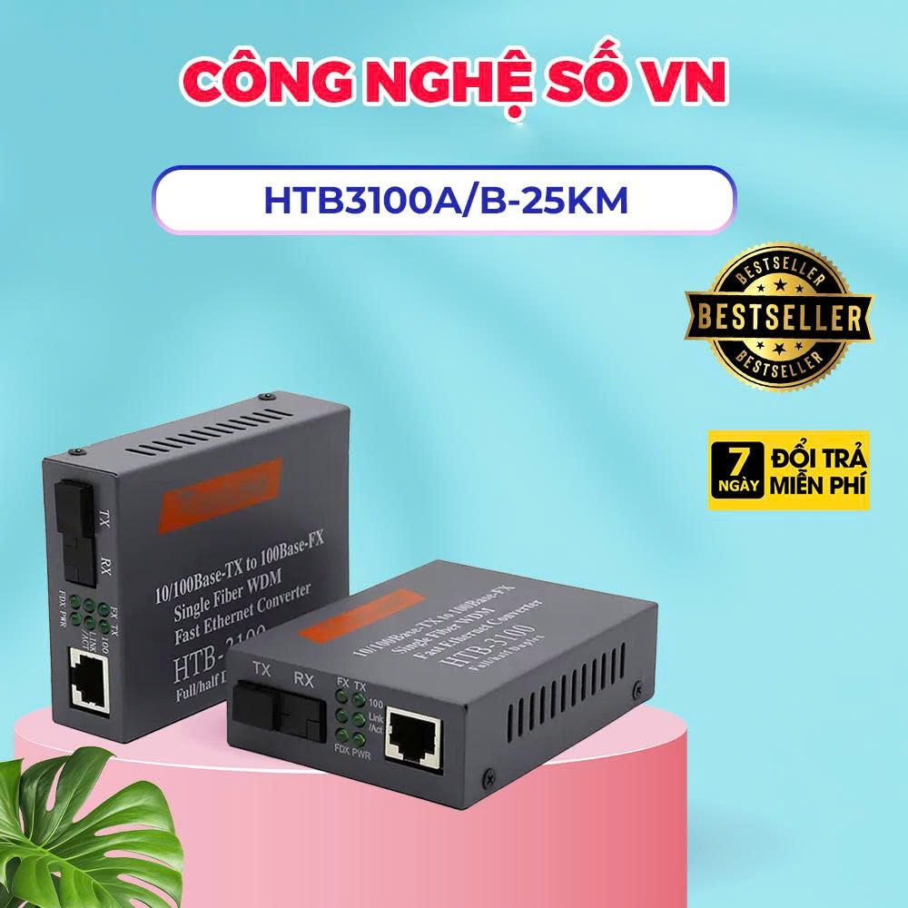 Bộ Chuyển Đổi Converter Quang NetLink HTB3100A/B-25KM ; HTB-GS03-A/B - 1000MB - 1GB 100Mbps 1 Sợi 1 