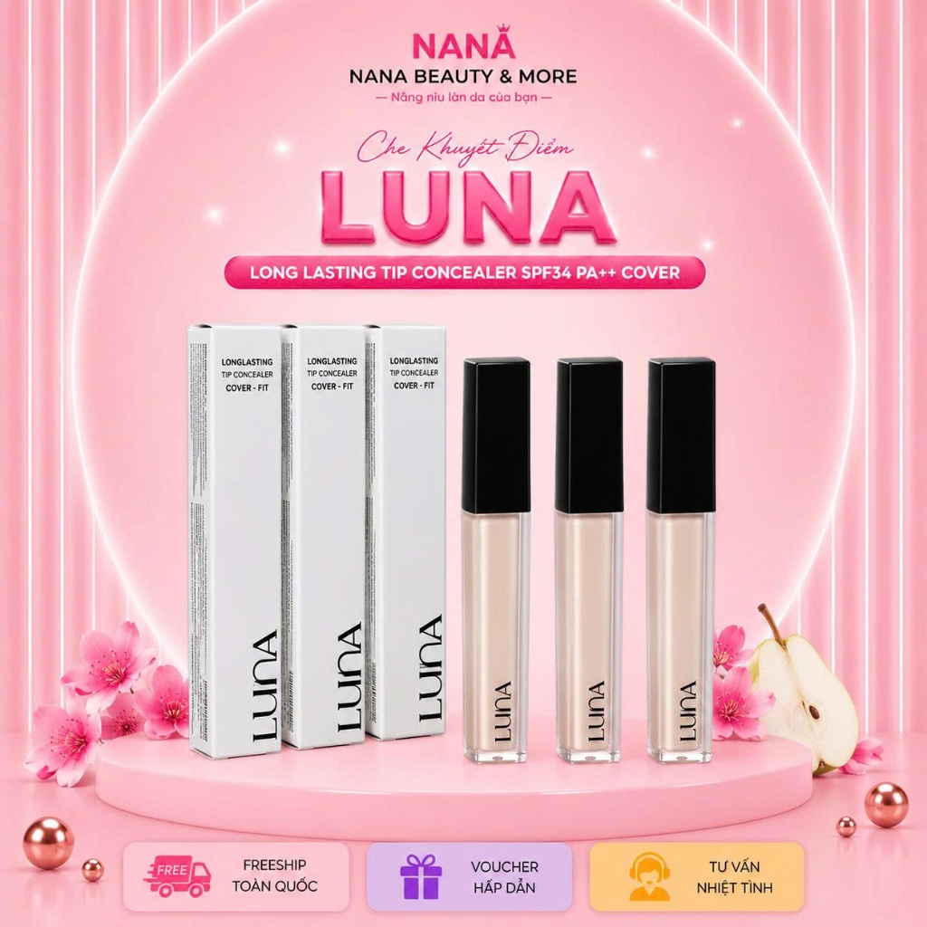 Che Khuyết Điểm Luna Long Lasting Tip Concealer SPF34 PA++ Cover - Nana Shop