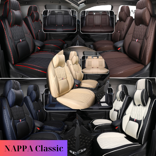 Áo ghế da NAPPA 9D Mẫu Classic dành cho xe phân khúc hạng B, C, D, E bao gồm 5 ghế| Tặng kèm 2 gối t