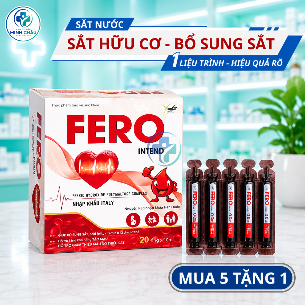 Sắt Nước Bổ Máu Ferovit – Dễ Hấp Thu, Hỗ Trợ Thiếu Máu Cho Bà Bầu & Trẻ Em - Hộp 20 Ống