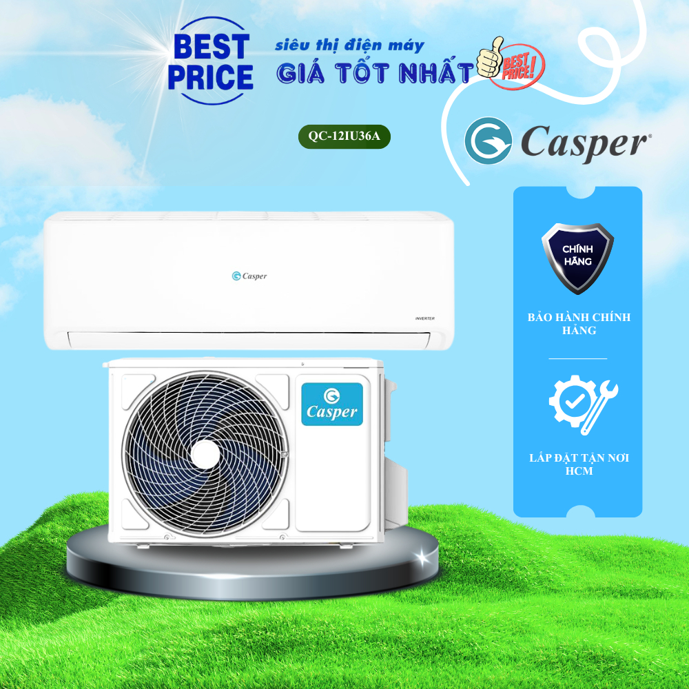 QC-12IU36A | QC-12IS36 Máy Lạnh Casper 1.5 HP Inverter, Làm Lạnh Nhanh Turbo, Khí Mềm SilkAir
