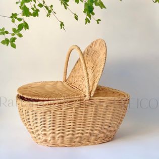 Giỏ Mây Picnic Dã Ngoại Cỡ Lớn (hàng xuất dư) - Giỏ Đựng Đồ Đi Chụp Ảnh Sống Ảo Có Nắp Tiện Lợi