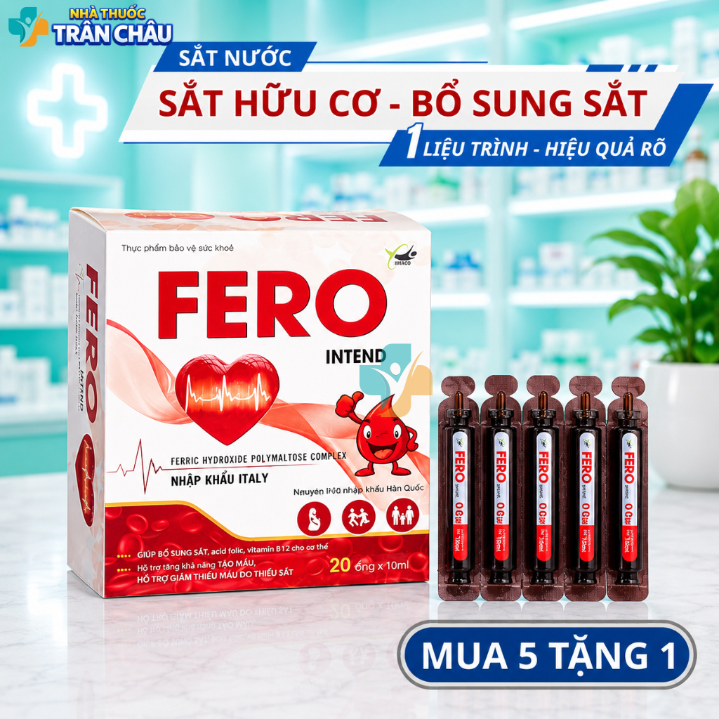 Sắt Nước Bổ Máu Ferovit – Dễ Hấp Thu, Hỗ Trợ Thiếu Máu Cho Bà Bầu & Trẻ Em - Hộp 20 Ống