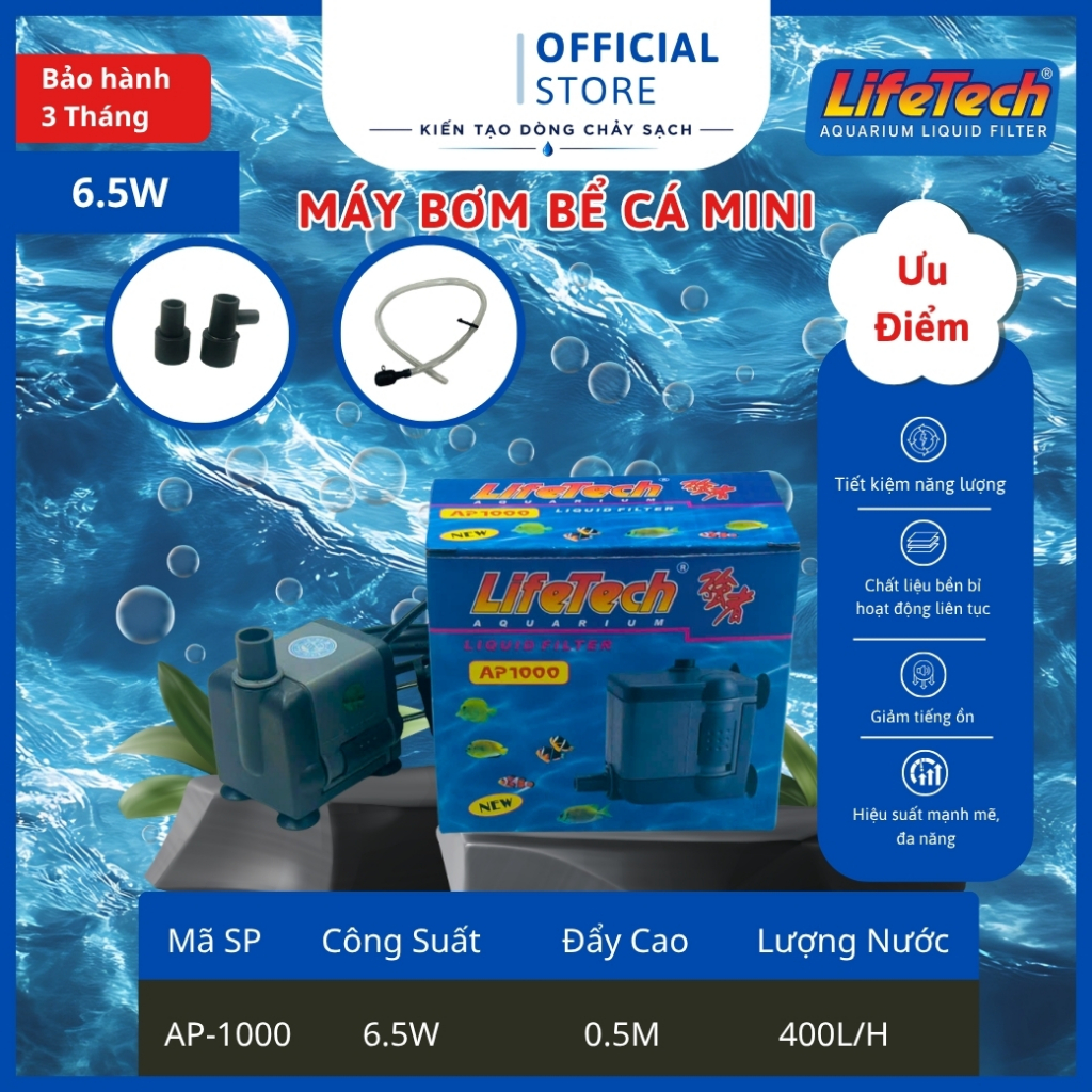 [Chính Hãng LIFETECH] Máy Bơm Hồ Cá Mini - Hồ Thủy Sinh - Phun Sương AP1000 AP1300 AP1600 AP2000 AP2