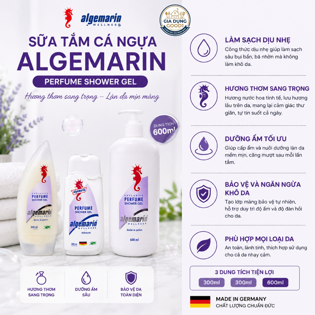 Sữa Tắm Cá Ngựa Hương Nước Hoa Đức Algemarin Exclusive Perfume Shower Gel Dưỡng Ẩm Da