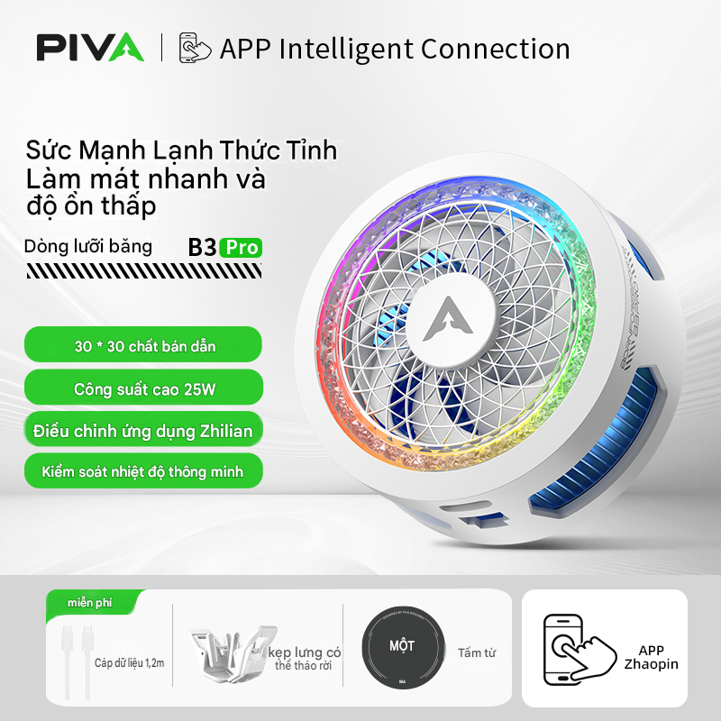 Piva B3 Pro | Quạt tản nhiệt điện thoại sò lạnh mới nhất 2026 làm lạnh nhanh diện tích làm lạnh 22cm2 | BigBuy360 - bigbuy360.vn