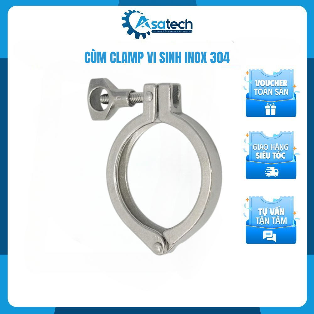 Cùm clamp vi sinh Inox 304, Kẹp cùm vi sinh, đai kẹp clamp, cùm clamp nối nhanh, cùm kẹp ống
